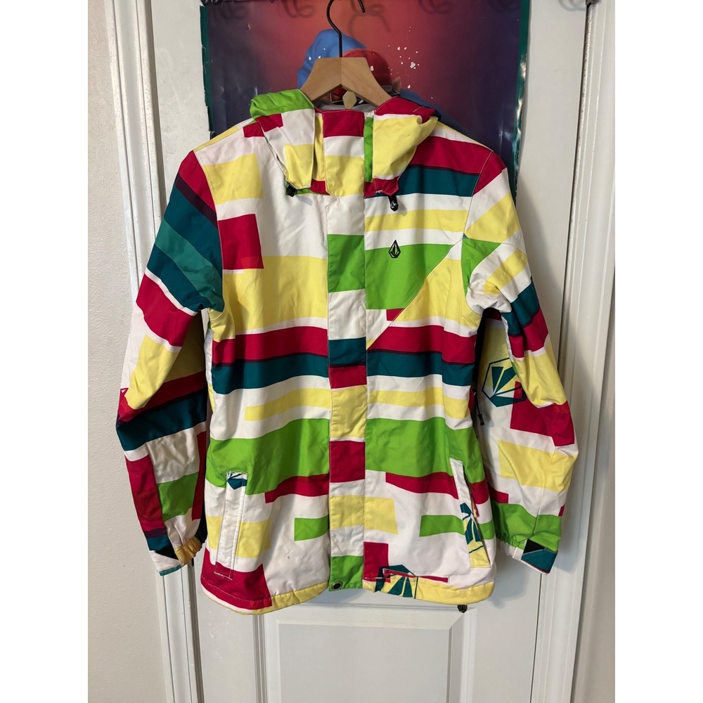Volcom Thermonite Snowboard Jacket Multi Color Geometric Hooded Mens Small S/P